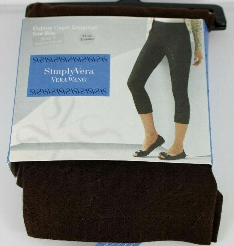 Simply Vera Vera Wang Cotton Capri Leggings Low Rise Size Small Brown New