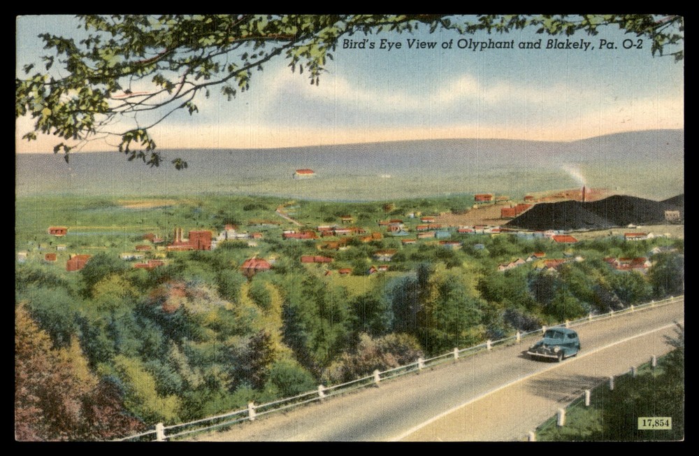 Postcard Bird's Eye View of Olyphant and Blakely, PA