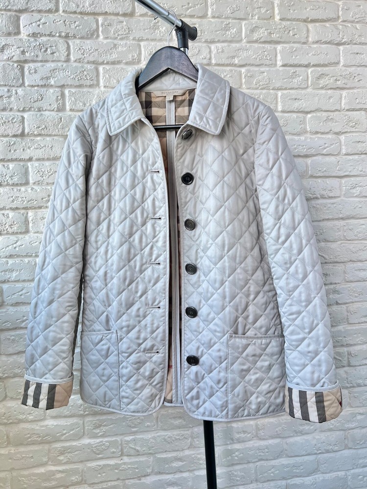 Burberry Brit Nova Check Gray Quilted Jacket Women's Size S