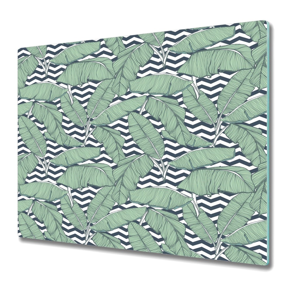 Glass Chopping Board Minimalistic Tropical Leaves Monstera Leaves 60x52