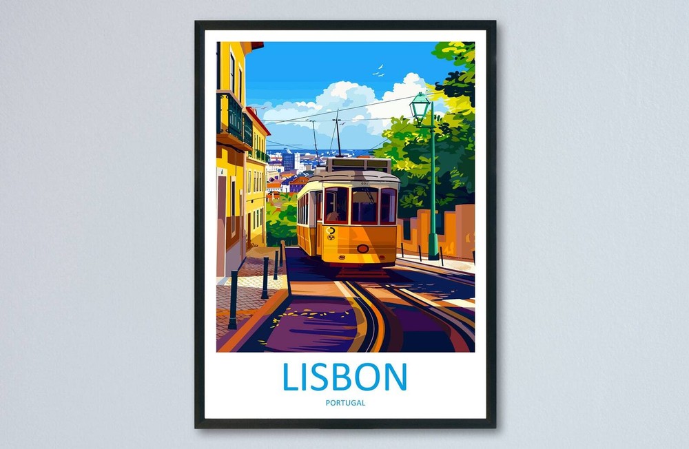 Lisbon Travel Print Wall Art Lisbon Wall Hanging Home Dcor Lisbon Gift Art