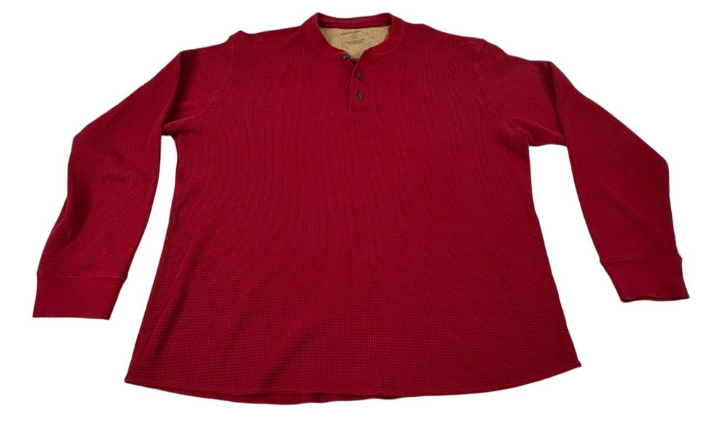 Eddie Bauer Red 1/4 Button Waffle Thermal Shirt. Men's - Size L