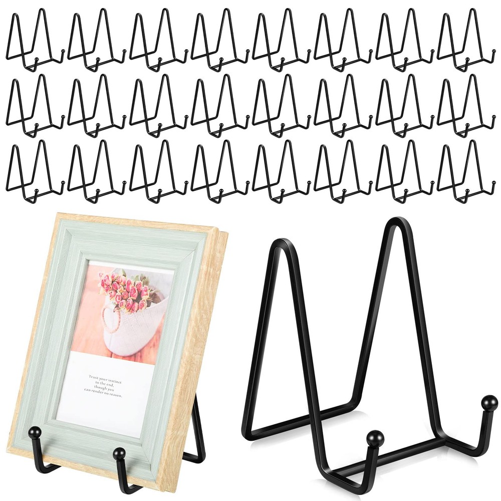 24 Pack 4.5 Inch Metal Plate Stands for Picture Frames or Book Display