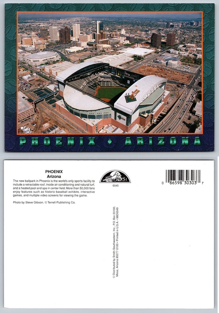 Phoenix Arizona Bank One Ballpark Aerial View Postcard 1998