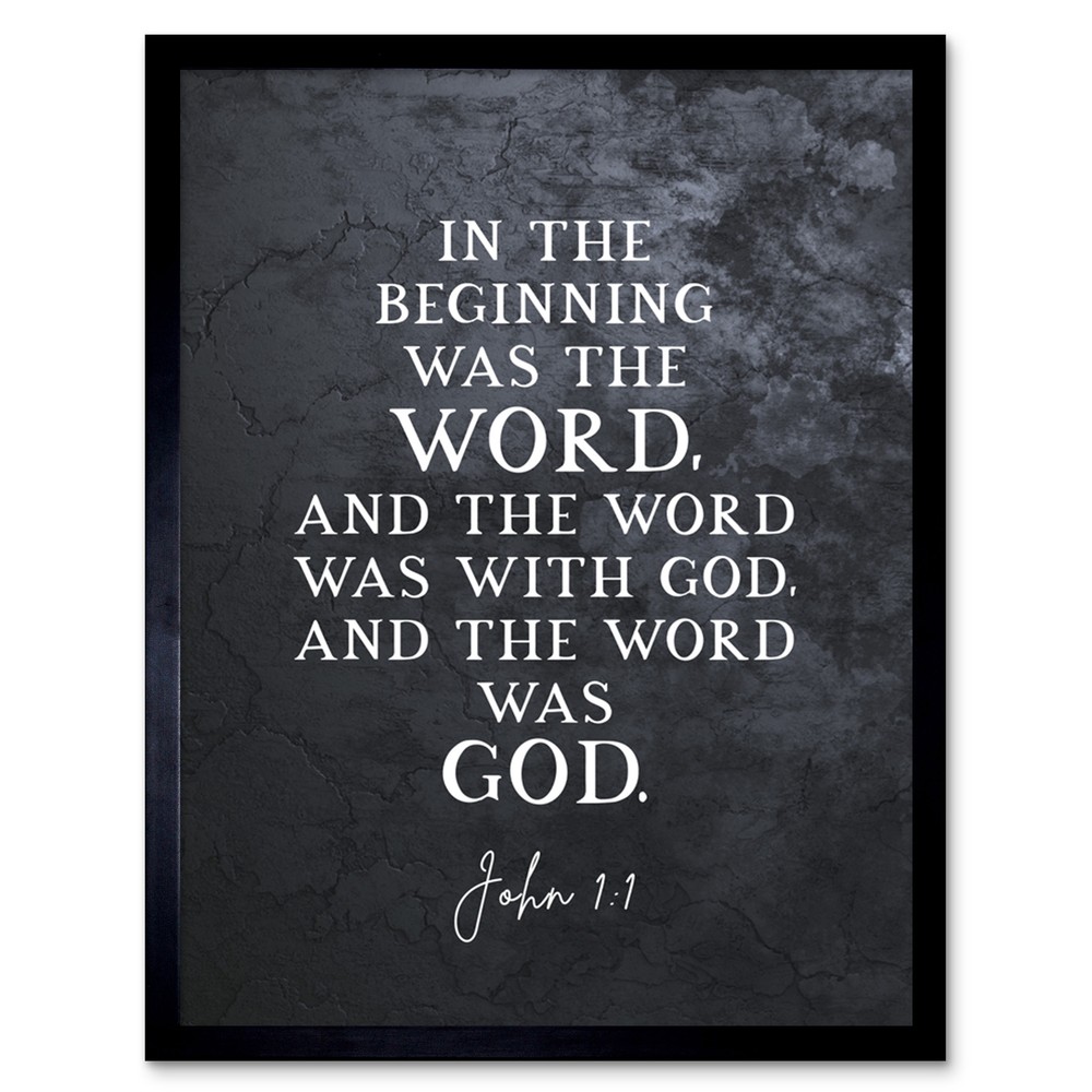 John 1:1 The Word Was God Bible Verse Art Print Framed 12x16 Christian Decor