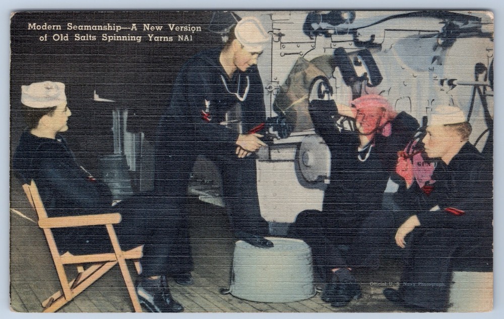WWII Sailors Sent 1944 Naval Academy from Portsmouth VA Hospital Linen Postcard