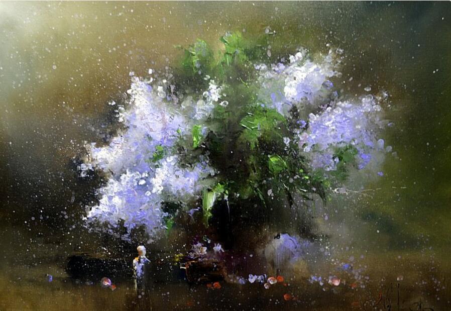 Large oil painting lilac flowers handpainted on canvas Wall Decor Modern Art 36