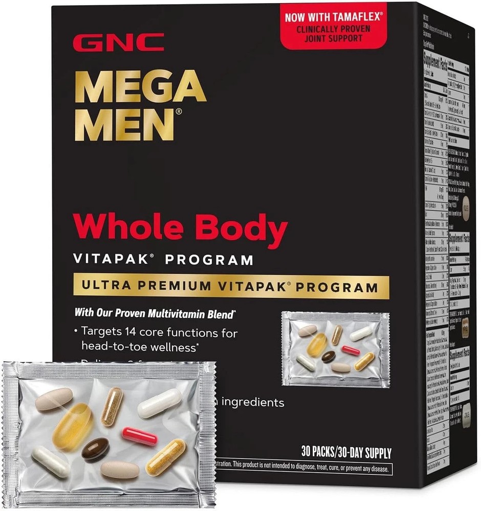 GNC Mega Men Whole Body Vitapak Multivitamin Tablets 30 Count