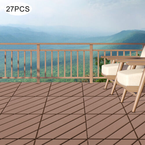 27-Pack 12x12 Inch Waterproof Interlocking Deck Tiles for Outdoor Patio & Garden Flooring