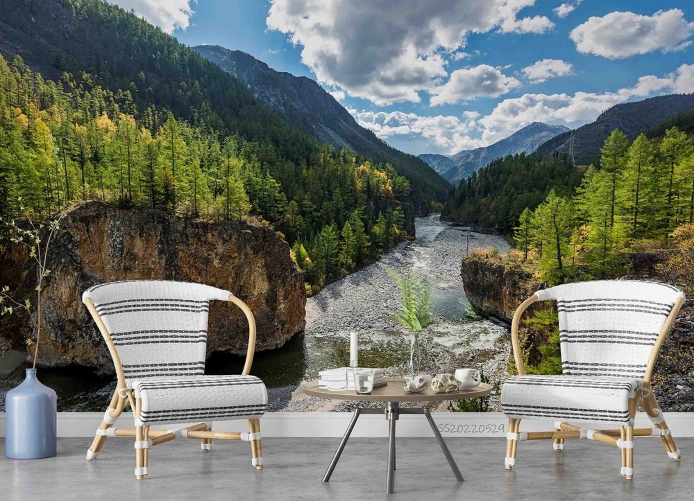 3D Mountain Forest River Landscape Wall Murals Wallpaper Murals Wall Sticker 5