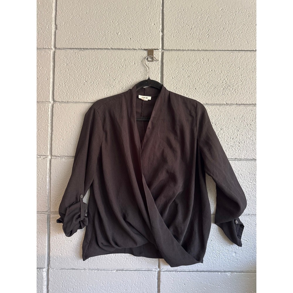 Helmut Lang Draped Wrap Blouse size S in Black