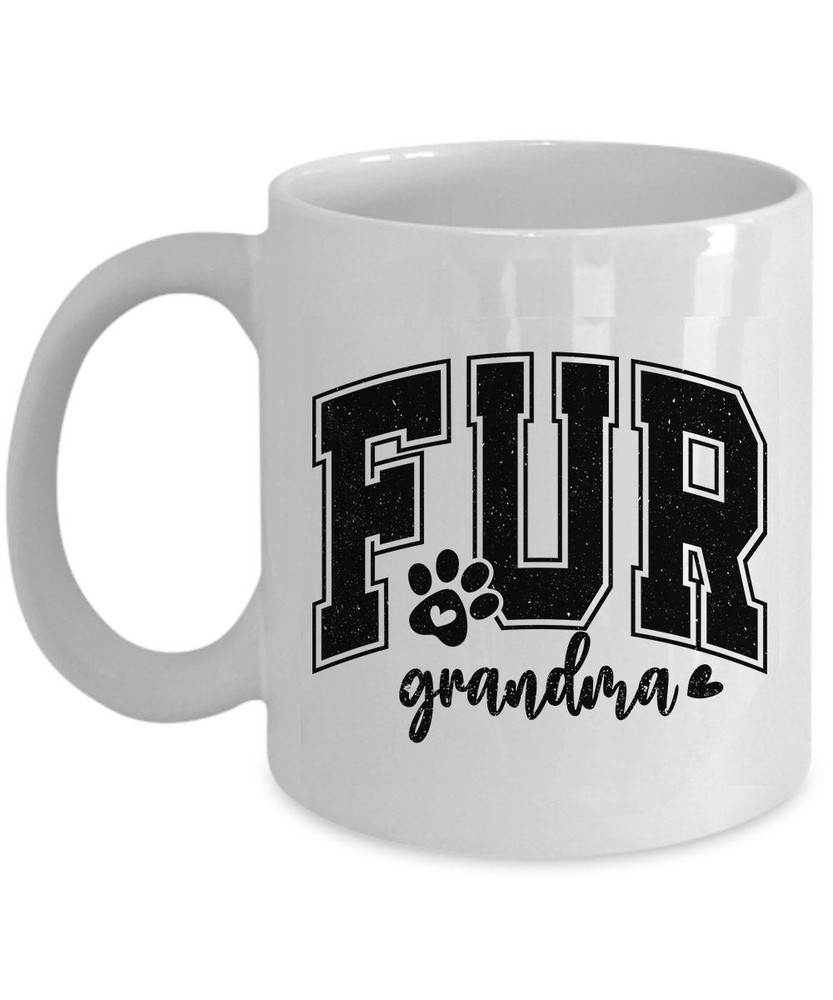 Funny Vintage Coffee Mug with Fur Grandma and Dog Paw Design - Cute Gift for Mothers