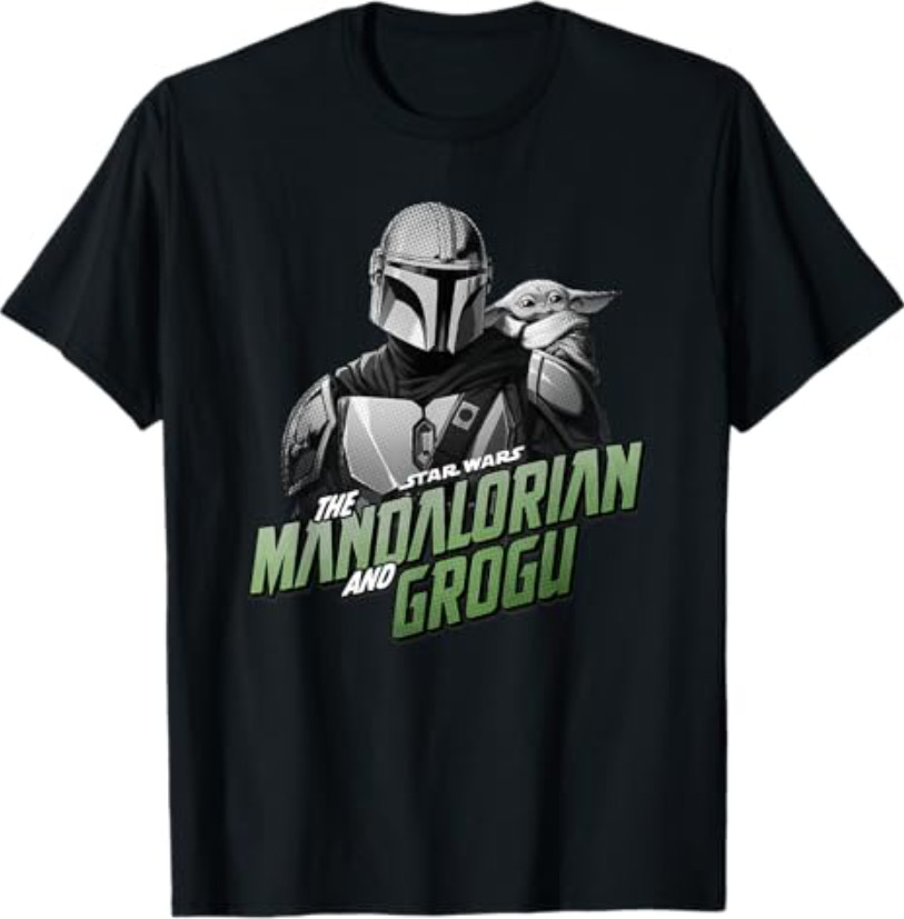Star Wars The Mandalorian and Grogu Helmet Shoulder Pose T-Shirt