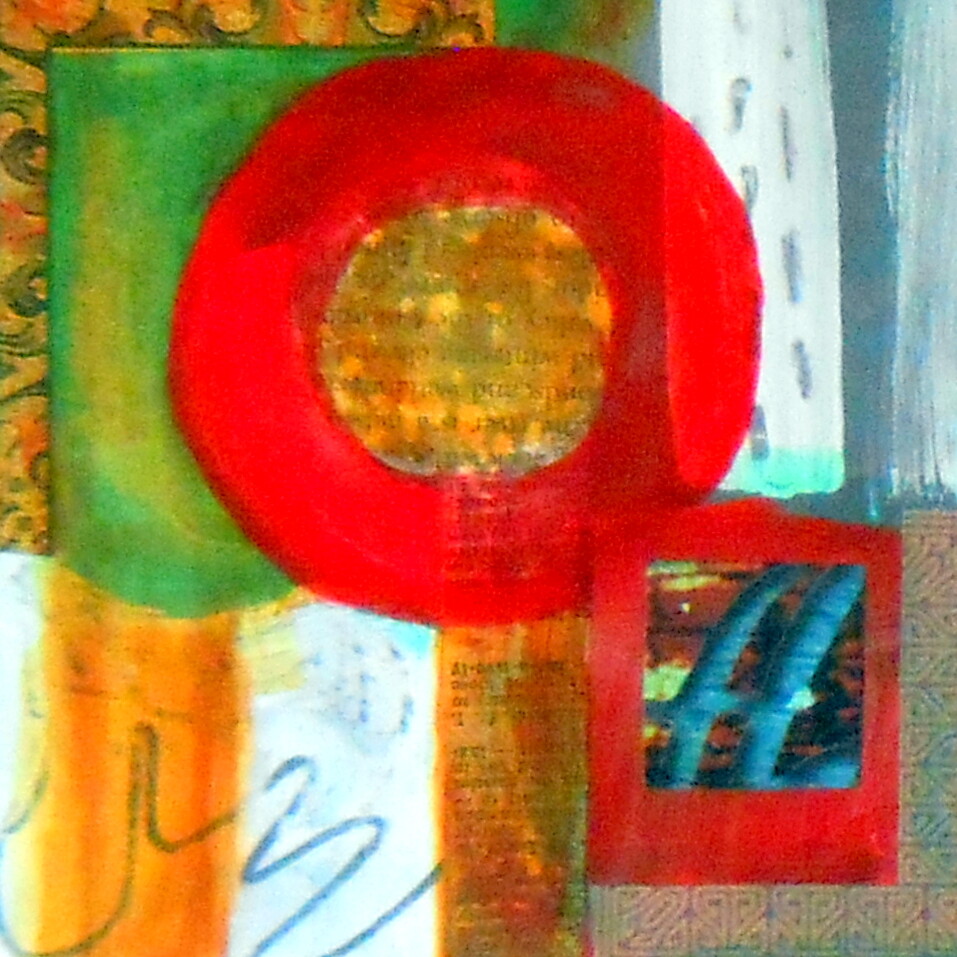 Original Art Mixed Media Abstract Painting Collage Geometric
