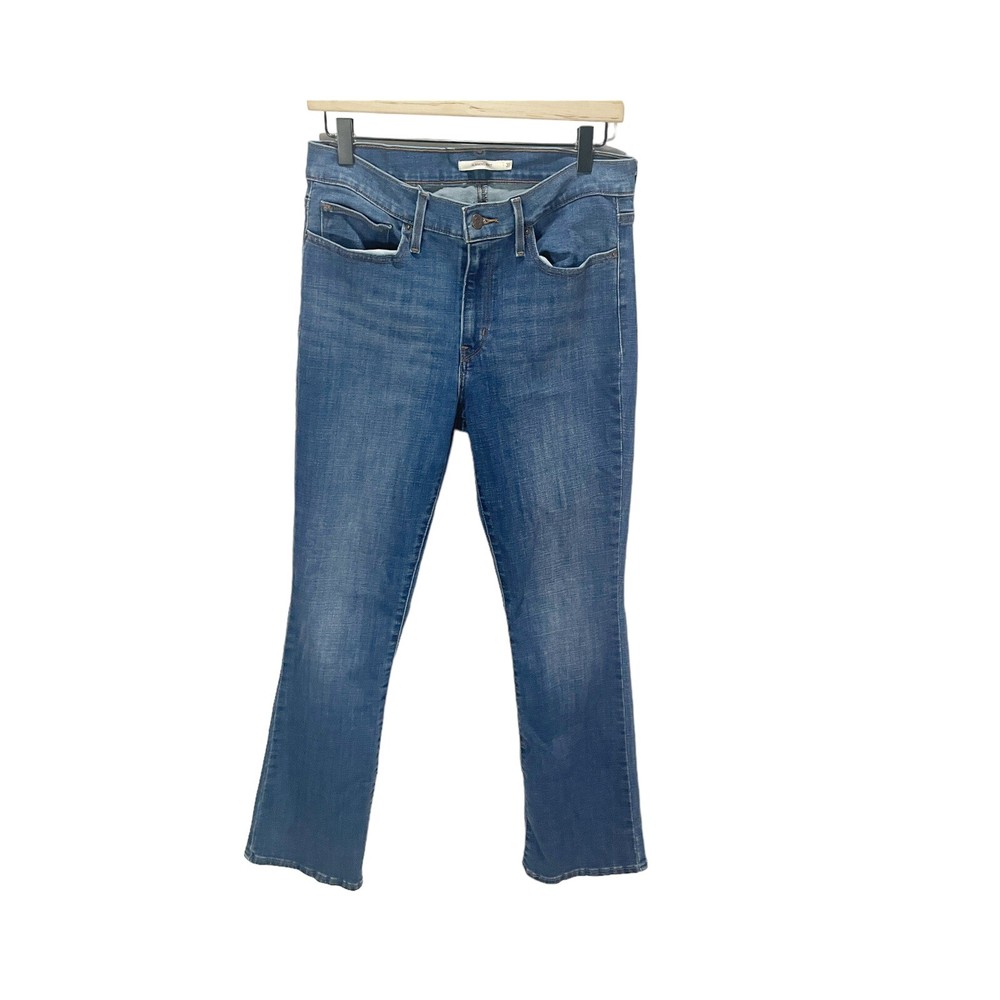 Levis Jeans Womens Size 31 Slimming Boot Medium Blue Wash Stretch Denim Mis Rise