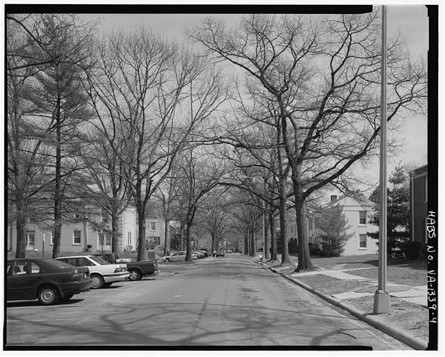 4. View east, tree-lined North Fifth Street - Buckingham Apartment Complex,