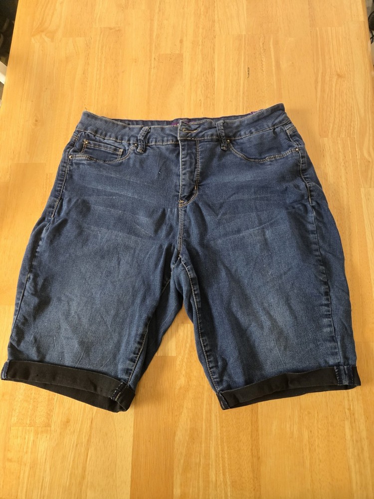 Royalty for Me Denim Shorts Fixed Cuffed Hem Stretch Blue Women's Size 12