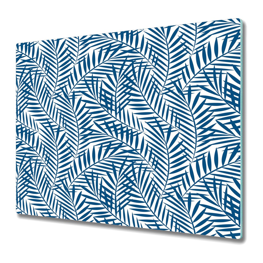 Glass Surface Protector Blue Tropical Watercolour feather geometric leaves 60x52