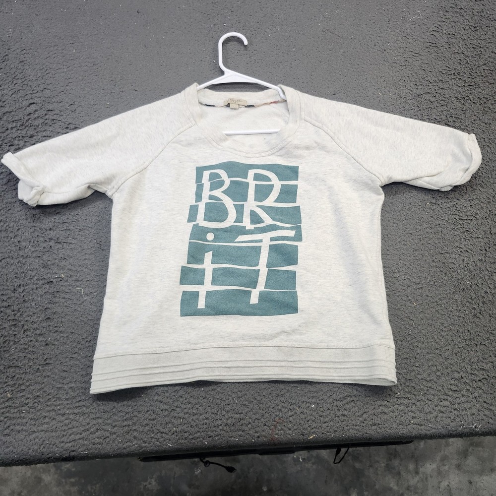 Burberry Brit Shirt Womens Large Gray Raglan Short Sleeve Graphic Tee Top