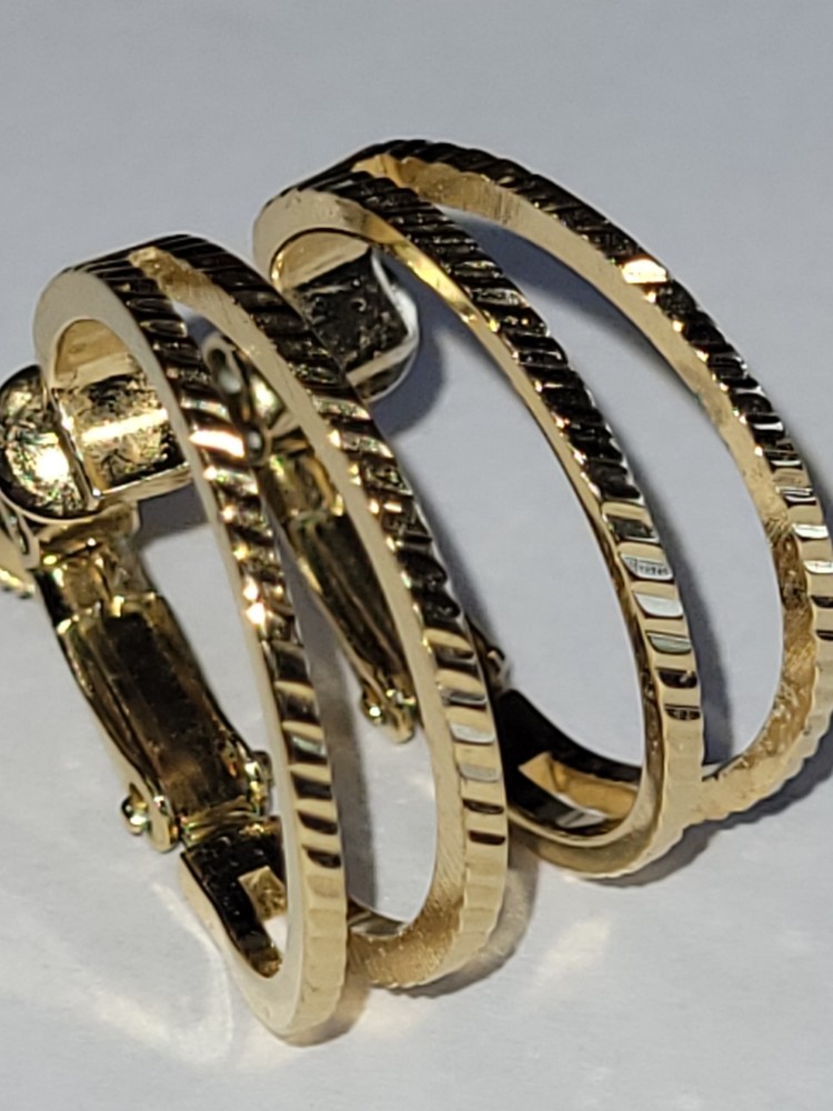 Signed Napier Goldtone Earrings Textured Hoop Hinge Screw Fashion Costum Jewelry