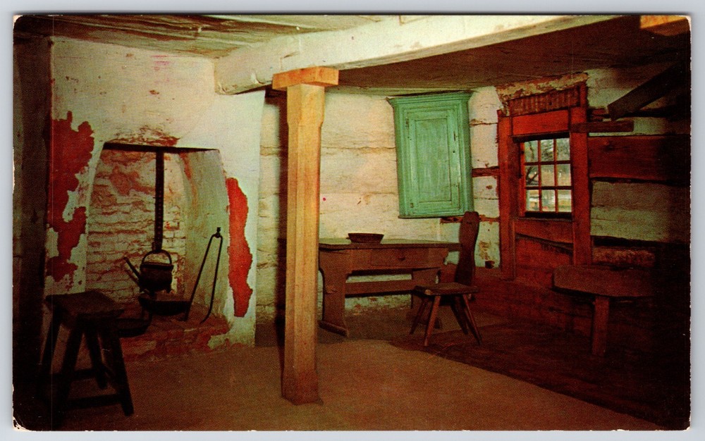 PA Ephrata Cloister German Kitchen Interior Lancaster County Chrome Postcard