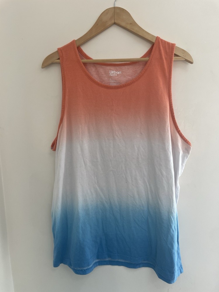 Urban Pipeline Men's Cotton Blend Ombre Sleeveless Muscle Tank Top Coral Dip M