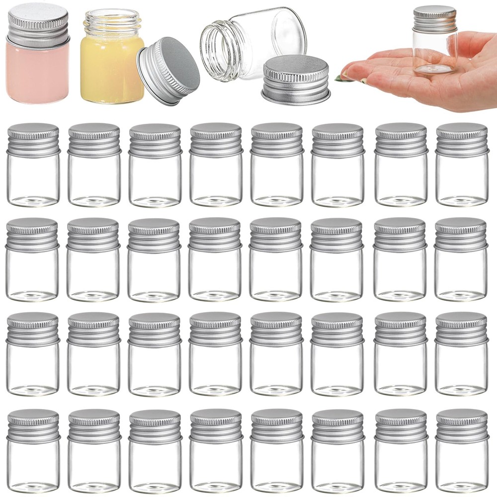36 Pack 15Ml Empty Glass Jars Screw Aluminum Caps 0.5Oz Mini Cosmetics Container