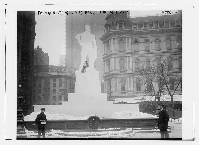 Photo:Fountain Model,City Hall Park,N.Y.C.,New York City,boys,Wrigley's