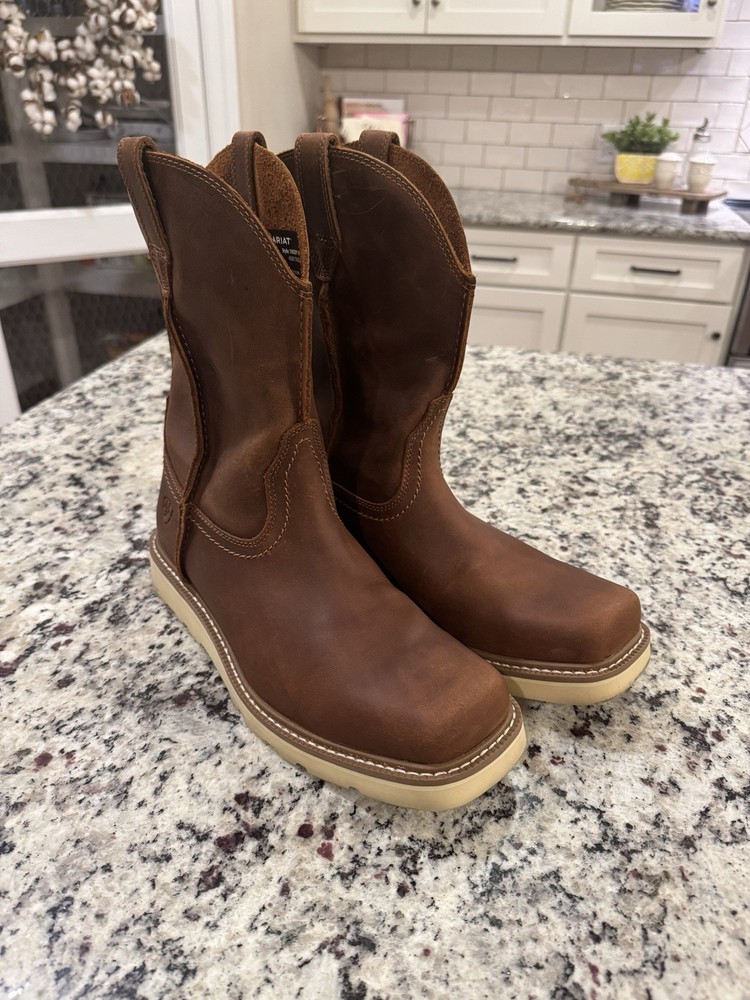 Ariat Mens Brown Rambler Recon Leather Cowboy Boots Size 9.5 D Square Toe