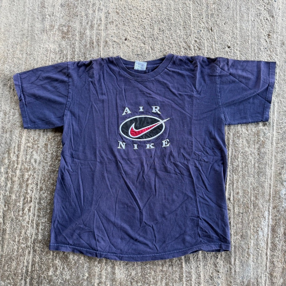 Vintage 90s Air nike blue t shirt streetwear mens xl embroidered center swoosh
