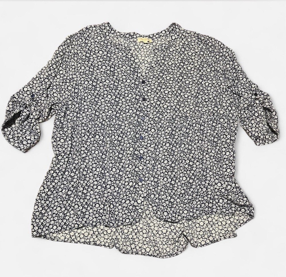 Cynthia Rowley Blue And White Floral Blouse Size XXXL/ 3XL