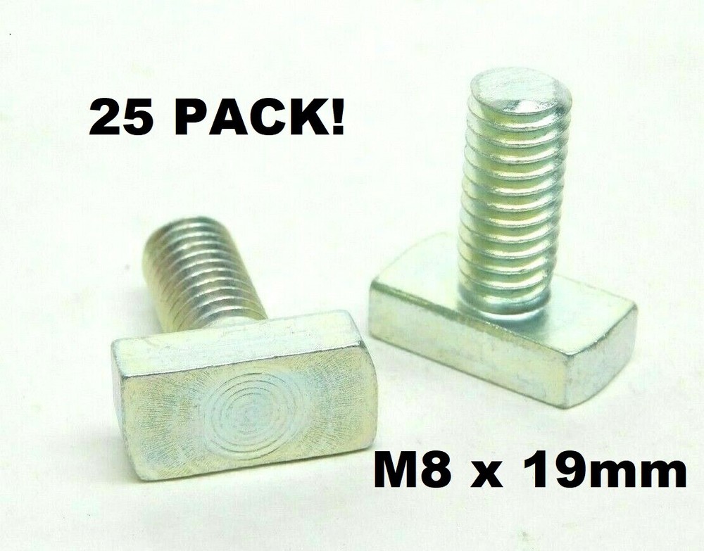 25 PACK OF BOLTS -M8 x 19mm T-BOLTS Zinc Steel Threaded Metric See photos! LV