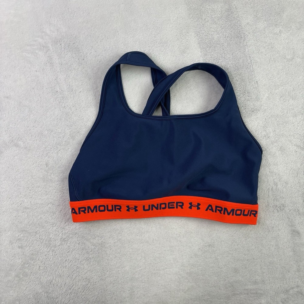 Under Armour Blue Orange Mid Crossback Sports Bra Women's Large