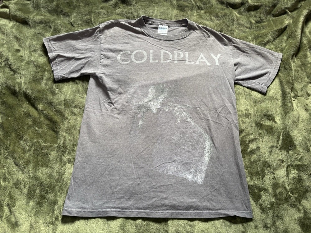 Vintage Coldplay Shirt Mens Medium Gray Faded Distressed CEO Band Concert Tour