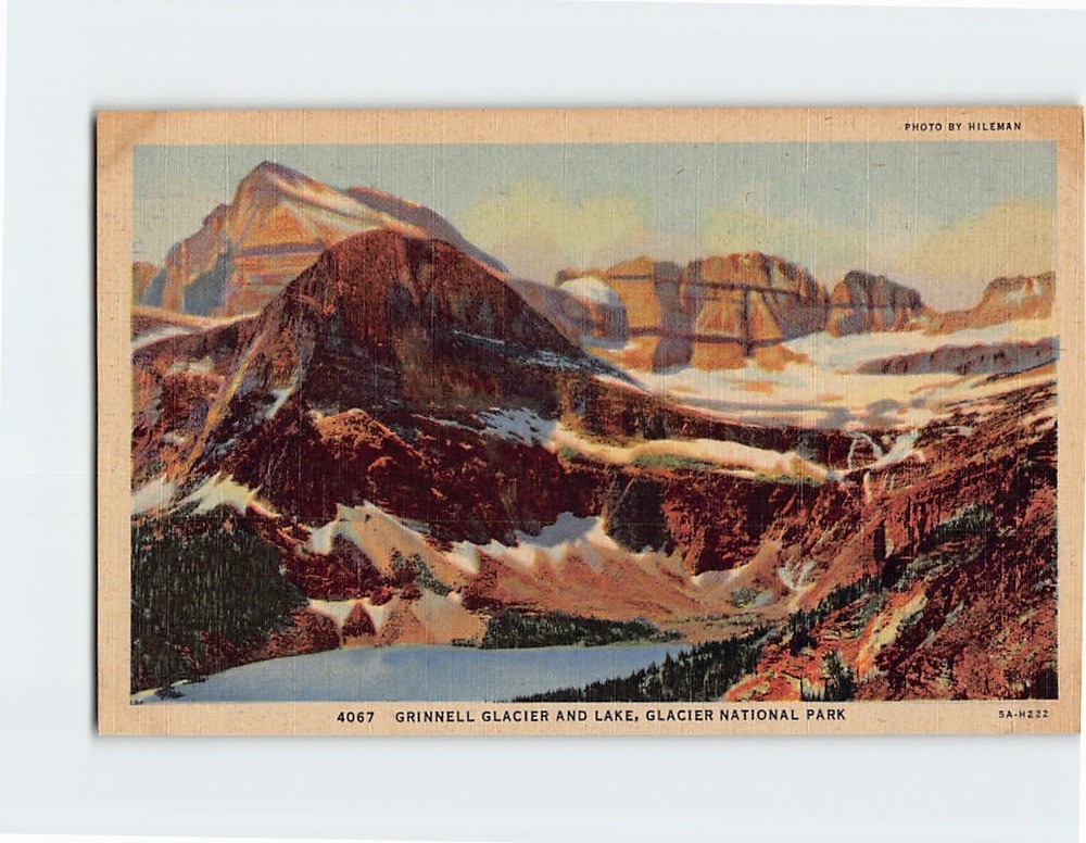 Postcard Grinnell Glacier and Lake Glacier National Park Montana USA