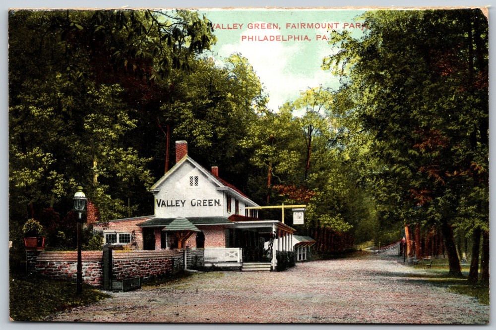 Valley Green Fairmount Park Philadelphia PA Dirt Road ANTIQUE Postcard 9392