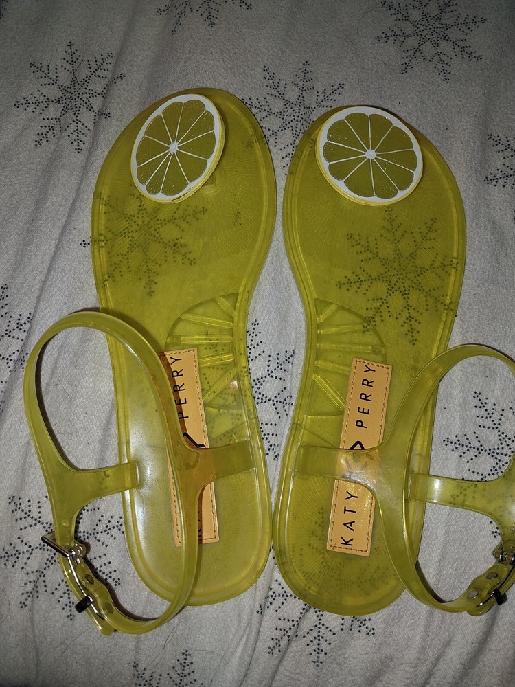 Katy Perry Geli Yellow Lemon Flat Ankle Strap Sandals Size 8
