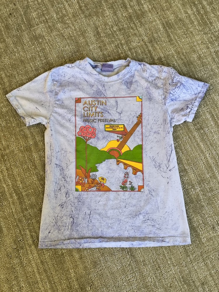 Austin City Limits Festival Graphic T-Shirt White Purple Tye Dye Size S