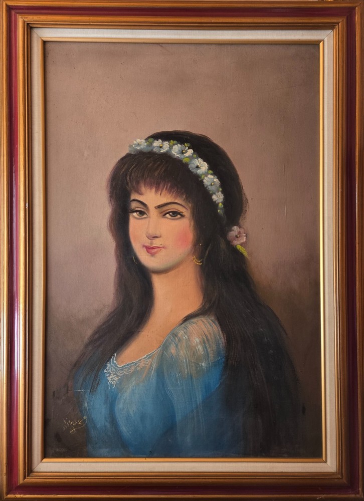 Original vintage oil painting on canvas, signed and framed. Size: 43