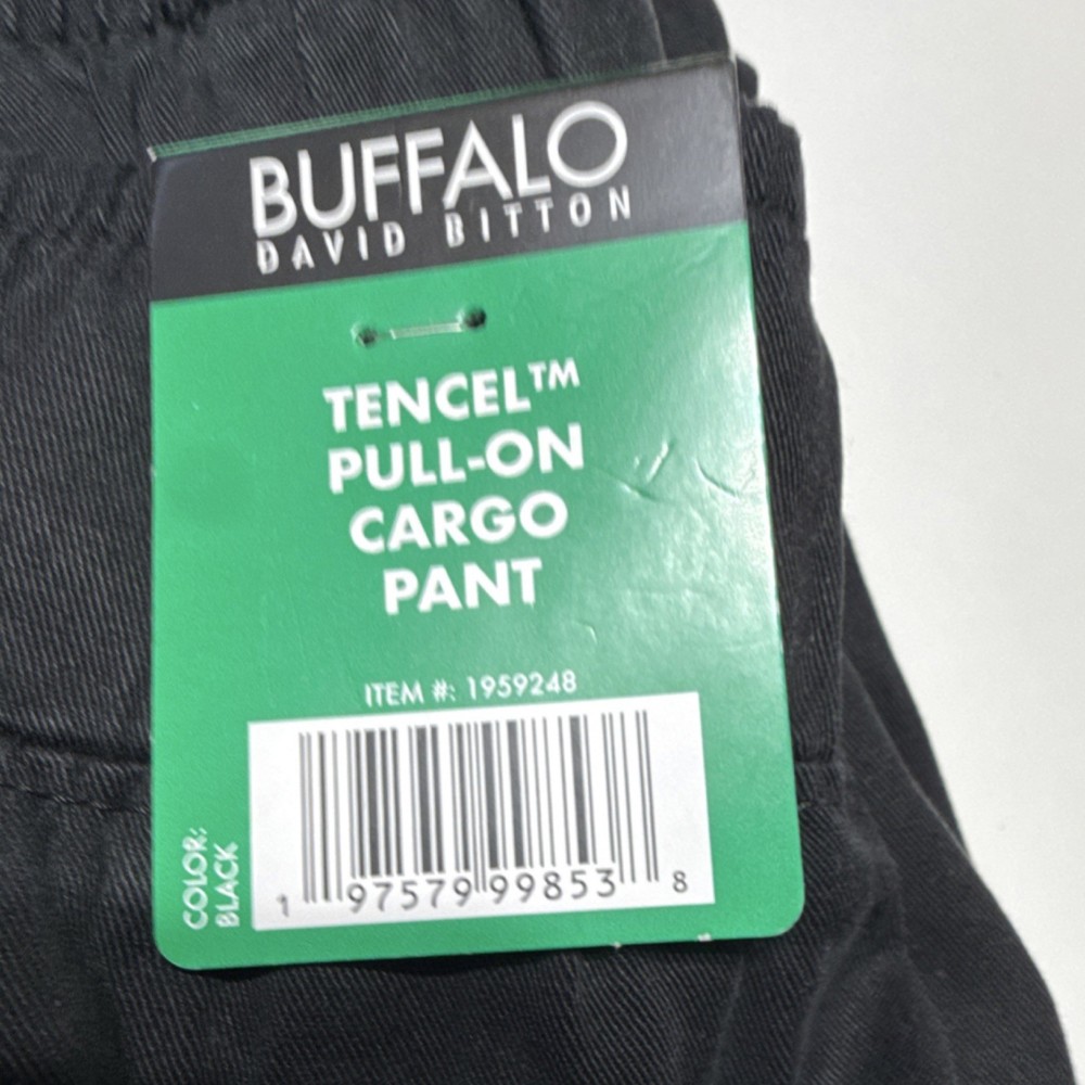 Buffalo David Bitton Cargo Pants Black Tencel Pull-On Regular Fit Size XL – NWT