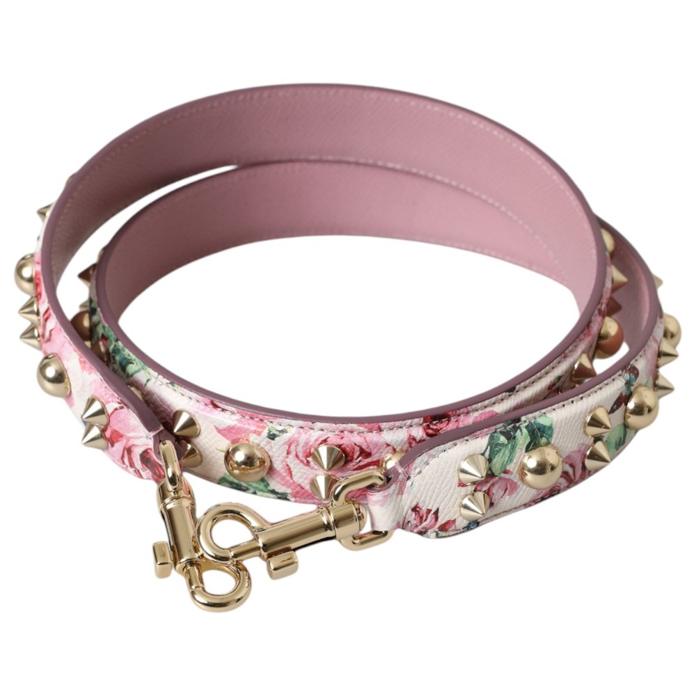 Dolce&Gabbana Women Pink Shoulder Strap Leather Floral Print Handbag Accessory
