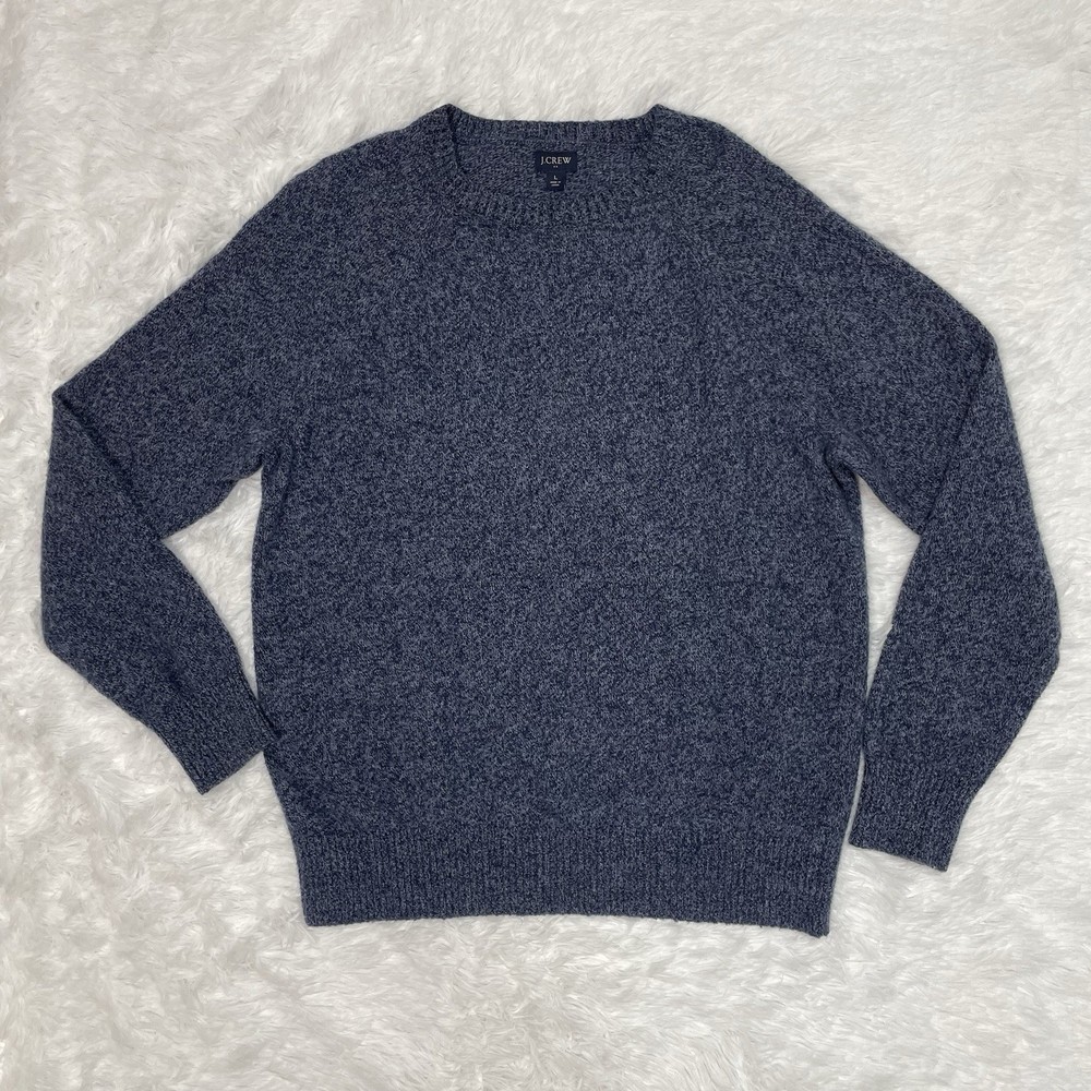 J.crew Men’s Size L Large Lambs Wool Blend Blue Sweater Knit Preppy Luxury