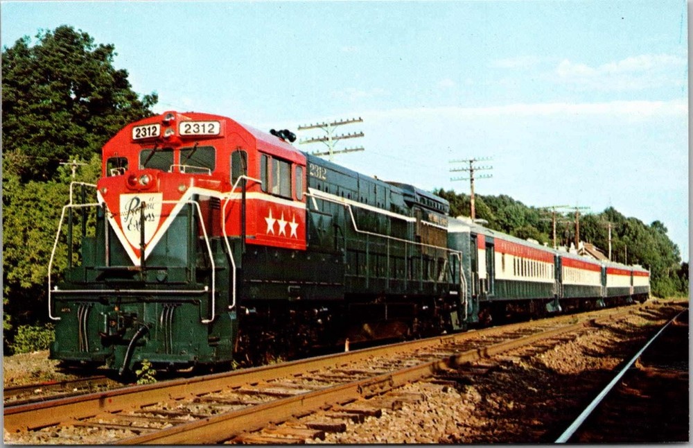 Preamble Express Train 2312 Locomotive Railroad Tracks Postcard