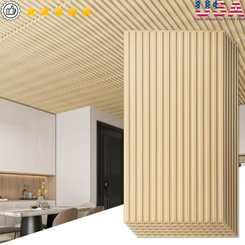 3D PVC Slat Wall Panels 12-Pack Waterproof Decorative Ceiling Tiles Easy Install