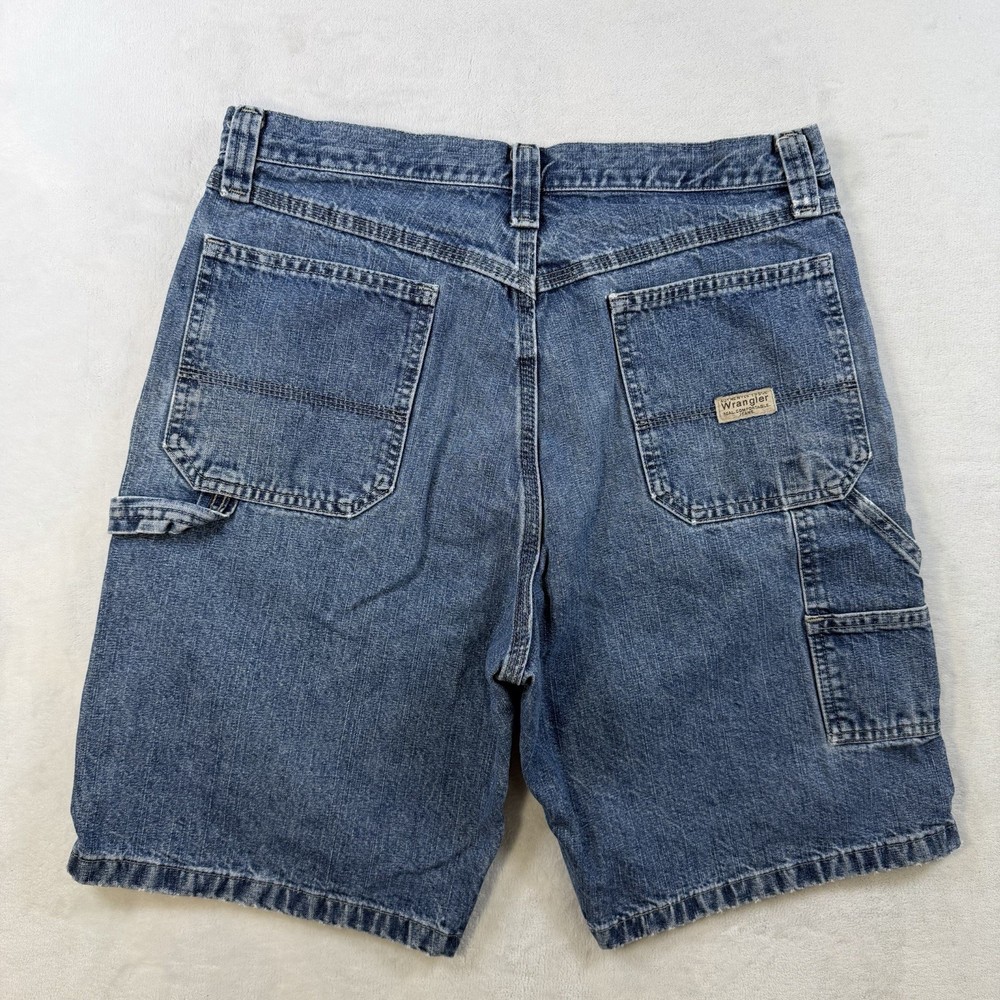 Vintage Wrangler Jean Shorts Mens 33 Blue Denim Cotton Jorts Y2K Carpenter Baggy