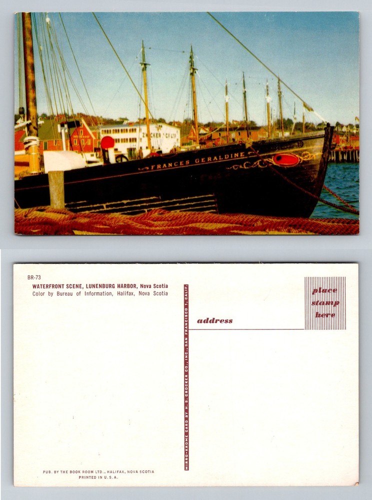 Lunenburg, NS-Nova Scotia, Harbor Waterfront Frances Geraldine Vintage Postcard