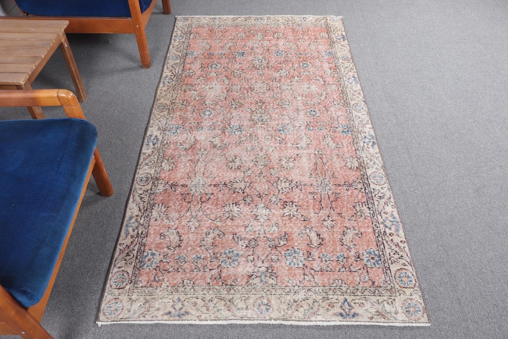 Vintage Turkish Rug 3,5x6,6 ft (106x201 cm), Red Blue Plants & trees Rug