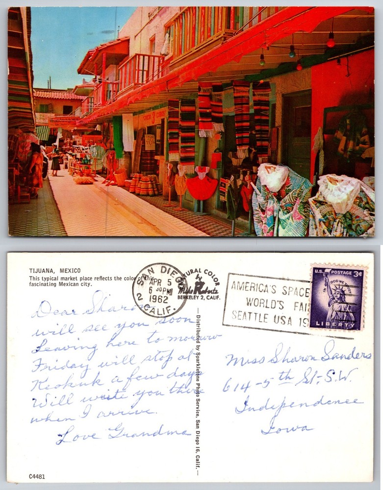 Tijuana Mexico Market Street Scene Postcard
