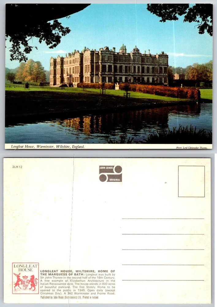 Longleat House Warminster Wiltshire England John Hinde Postcard Stately Home