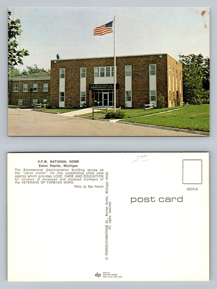 Eaton Rapids, MI-Michigan, VFW National Home Post Standard Vintage Postcard